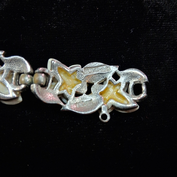 Vintage Boucher Bracelet Ivy Leaves In White Silver Tone Five Link - Picture 12 of 17